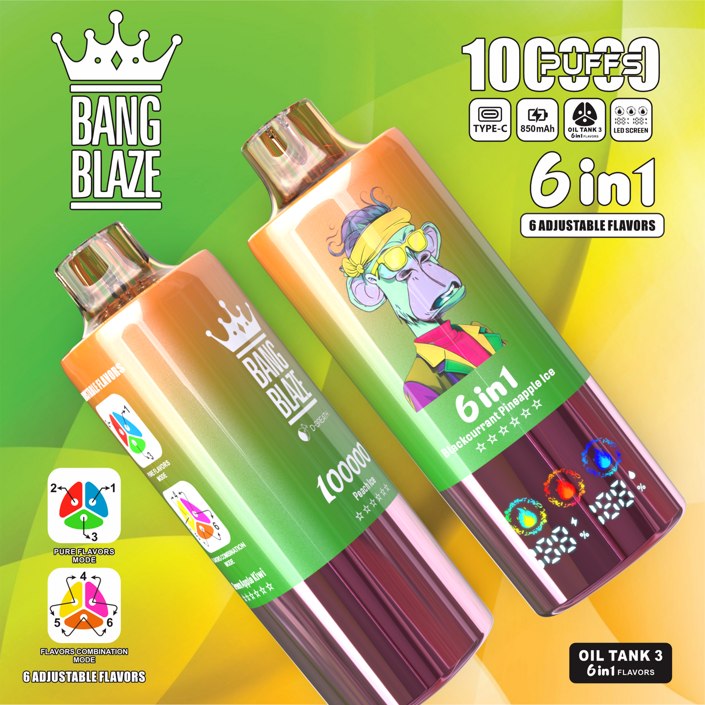 Bang Blaze 100K Eldobható E-cigaretta – 100 000 slukkot | 6 az 1-ben íz