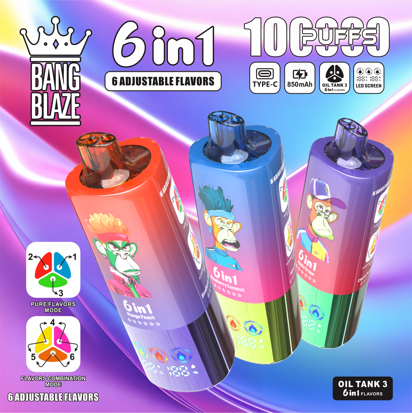 Bang Blaze 100K Eldobható E-cigaretta – 100 000 slukkot | 6 az 1-ben íz