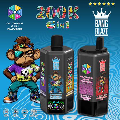 Bang Blaze 200K 6 az 1-ben eldobható vape | 200 000 slukkot | Több ízű váltó eszköz