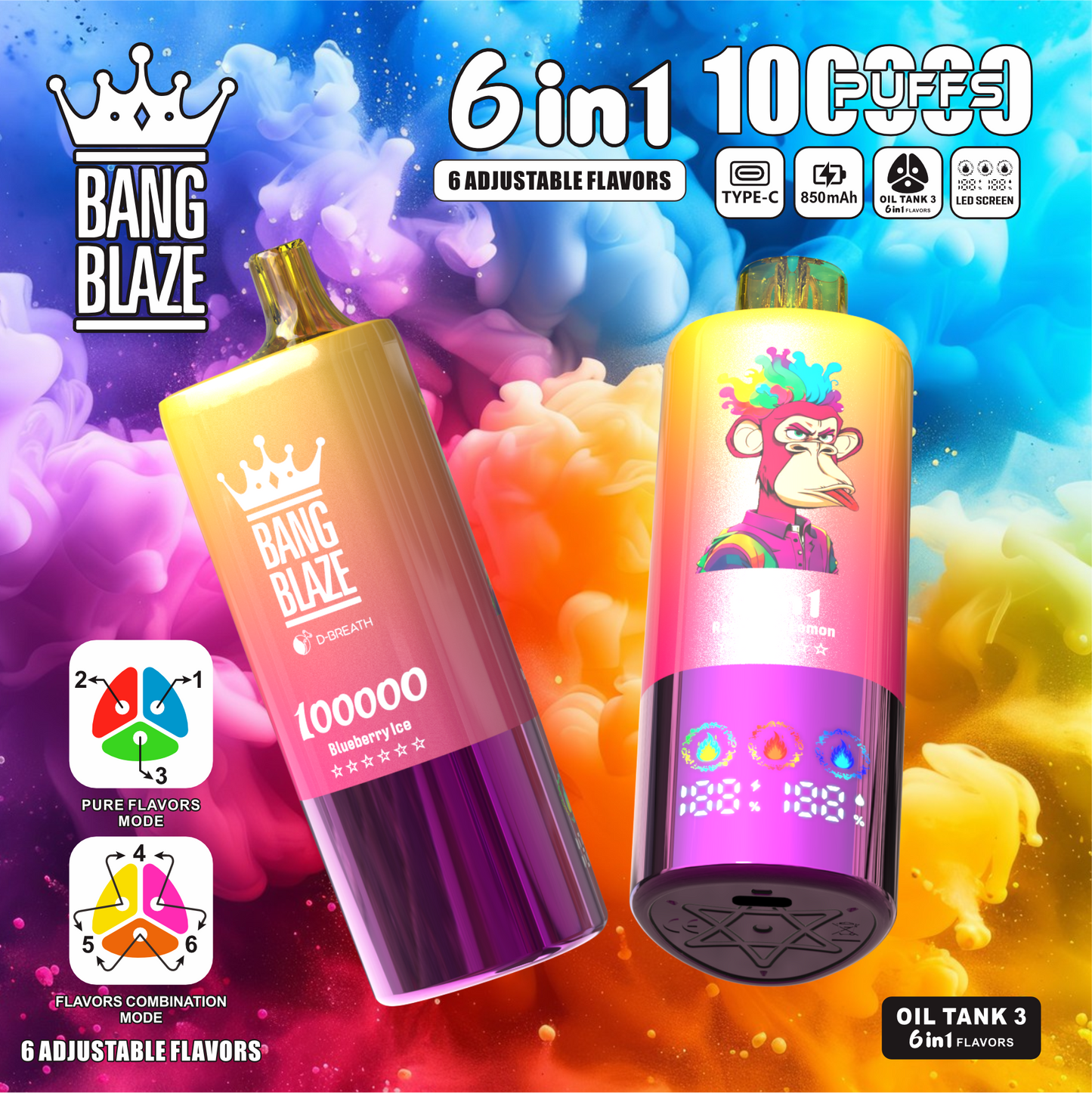 Bang Blaze 100K Eldobható E-cigaretta – 100 000 slukkot | 6 az 1-ben íz