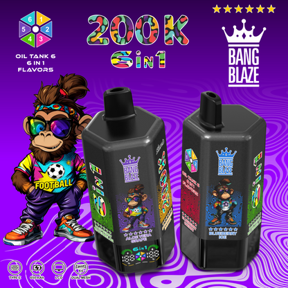 Bang Blaze 200K 6 az 1-ben eldobható vape | 200 000 slukkot | Több ízű váltó eszköz