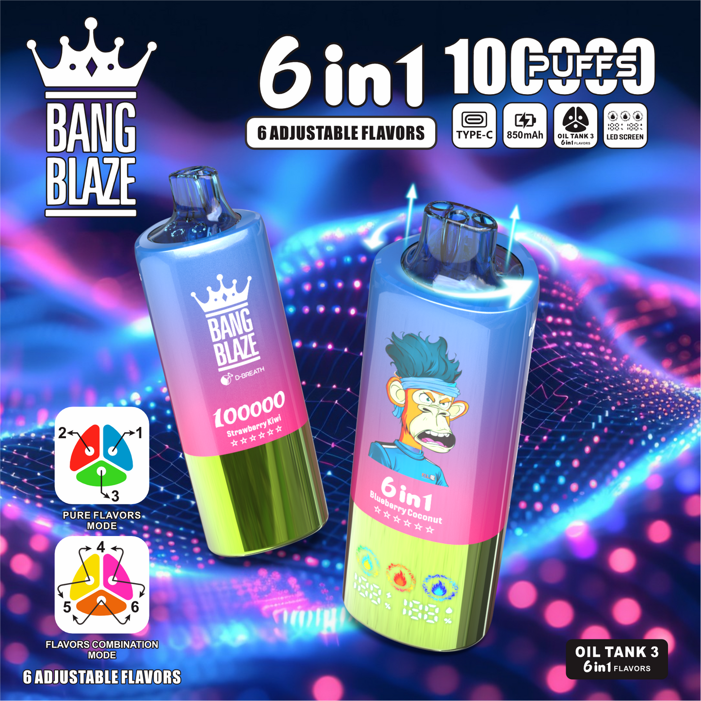 Bang Blaze 100K Eldobható E-cigaretta – 100 000 slukkot | 6 az 1-ben íz