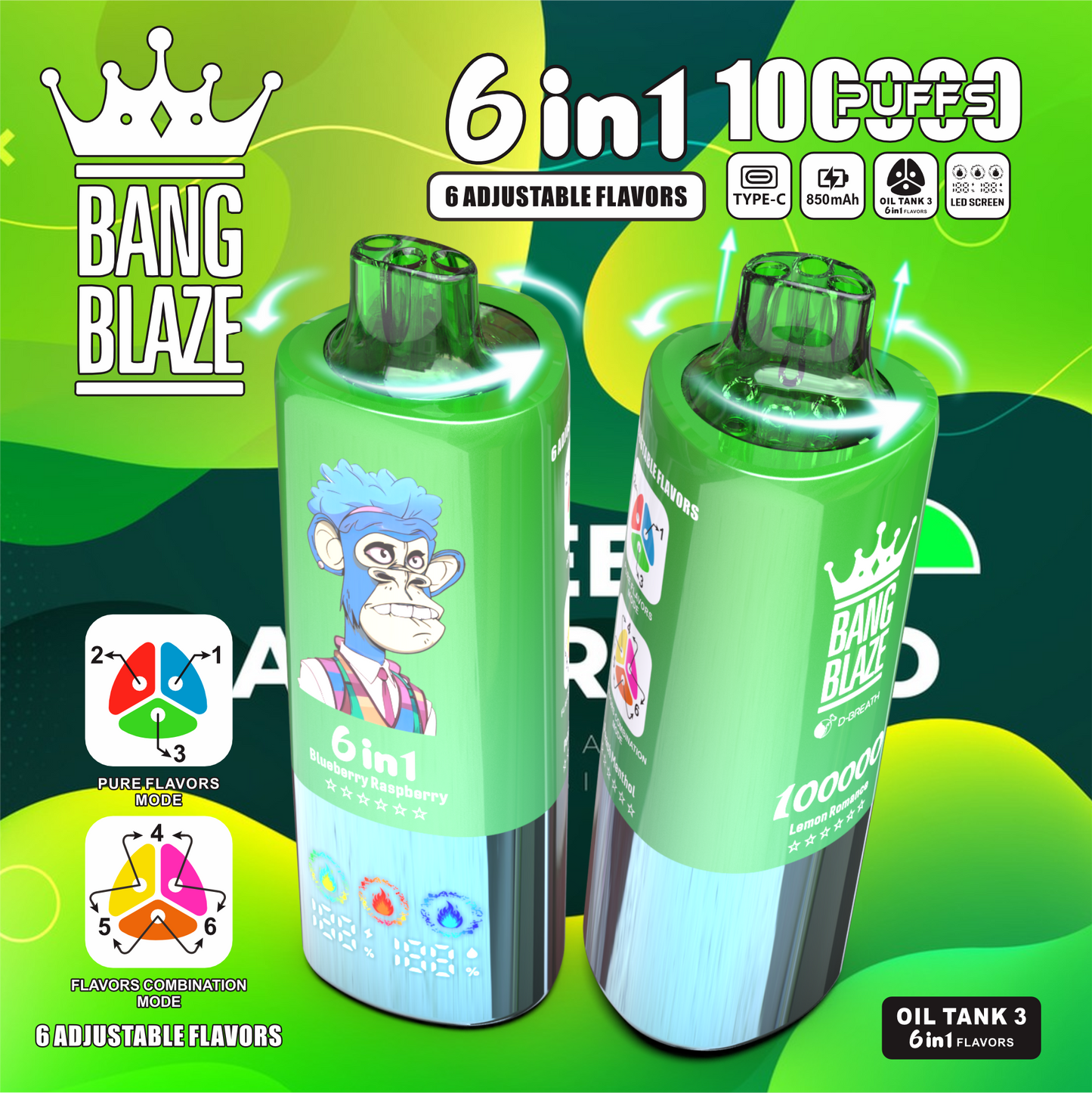 Bang Blaze 100K Eldobható E-cigaretta – 100 000 slukkot | 6 az 1-ben íz