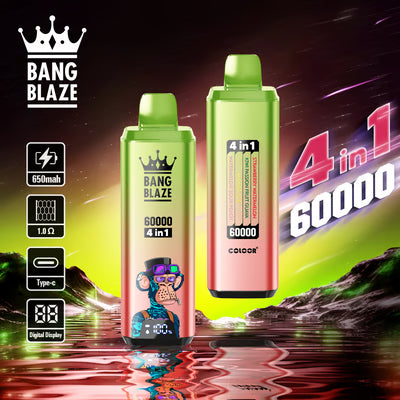 Bang Blaze 60K 4 az 1-ben eldobható vape | 4 íz 1-ben | 60 000 slukk | 60 ml-es e-folyadék | Okoskijelző | C típusú töltés