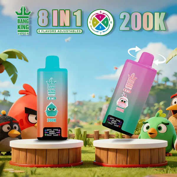 Bang King 200K 8 az 1-ben eldobható vape | 200 000 slukkot | Angry Birds ihlette dizájn