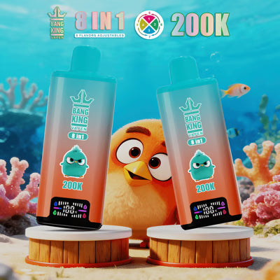 Bang King 200K 8 az 1-ben eldobható vape | 200 000 slukkot | Angry Birds ihlette dizájn