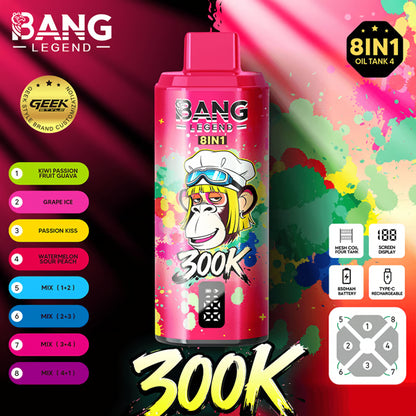 Bang Legend Geek 300K Eldobható E-cigaretta – 8 az 1-ben Ízkamra | Akár 300 000 slukkot képes elszívni | Ízváltó eszköz