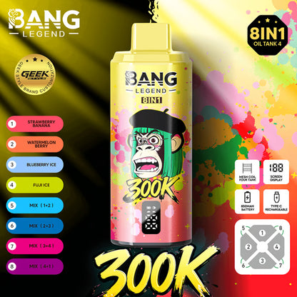 Bang Legend Geek 300K Eldobható E-cigaretta – 8 az 1-ben Ízkamra | Akár 300 000 slukkot képes elszívni | Ízváltó eszköz
