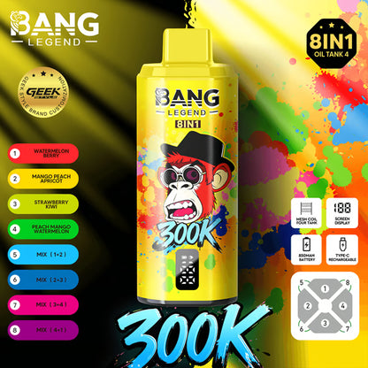 Bang Legend Geek 300K Eldobható E-cigaretta – 8 az 1-ben Ízkamra | Akár 300 000 slukkot képes elszívni | Ízváltó eszköz