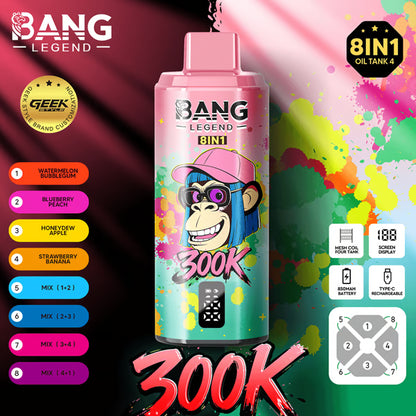 Bang Legend Geek 300K Eldobható E-cigaretta – 8 az 1-ben Ízkamra | Akár 300 000 slukkot képes elszívni | Ízváltó eszköz